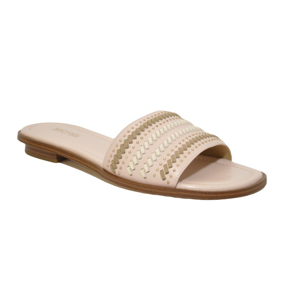Michael Kors Deanna Whipstitch Leather Slide Open Toe Sandal Powder Blush/Pink - Picture 1 of 7